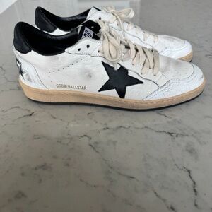 Golden Goose White Leather Sneakers with Black Star